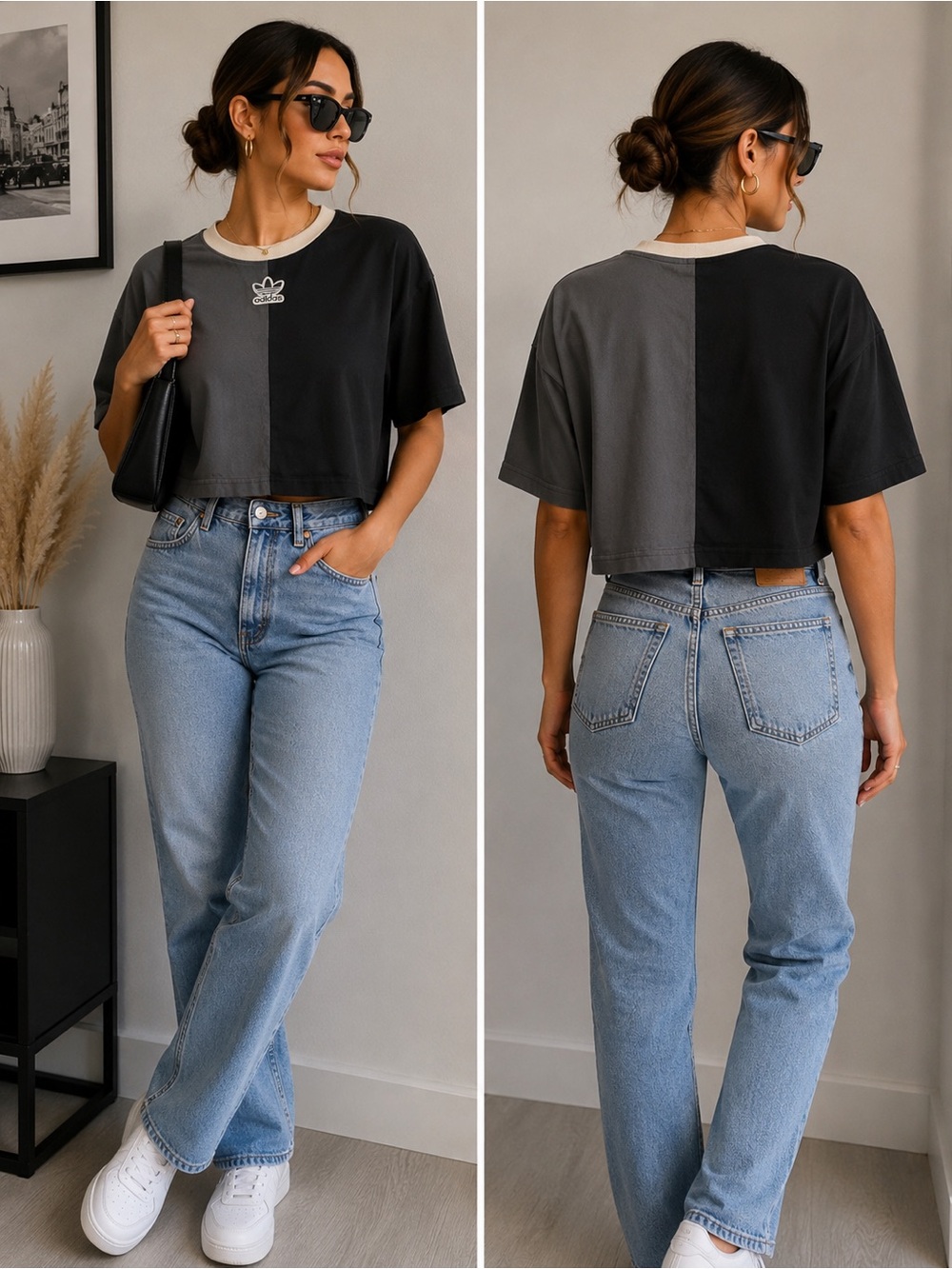 Adidas Two-Tone Cropped Tee 🖤✨